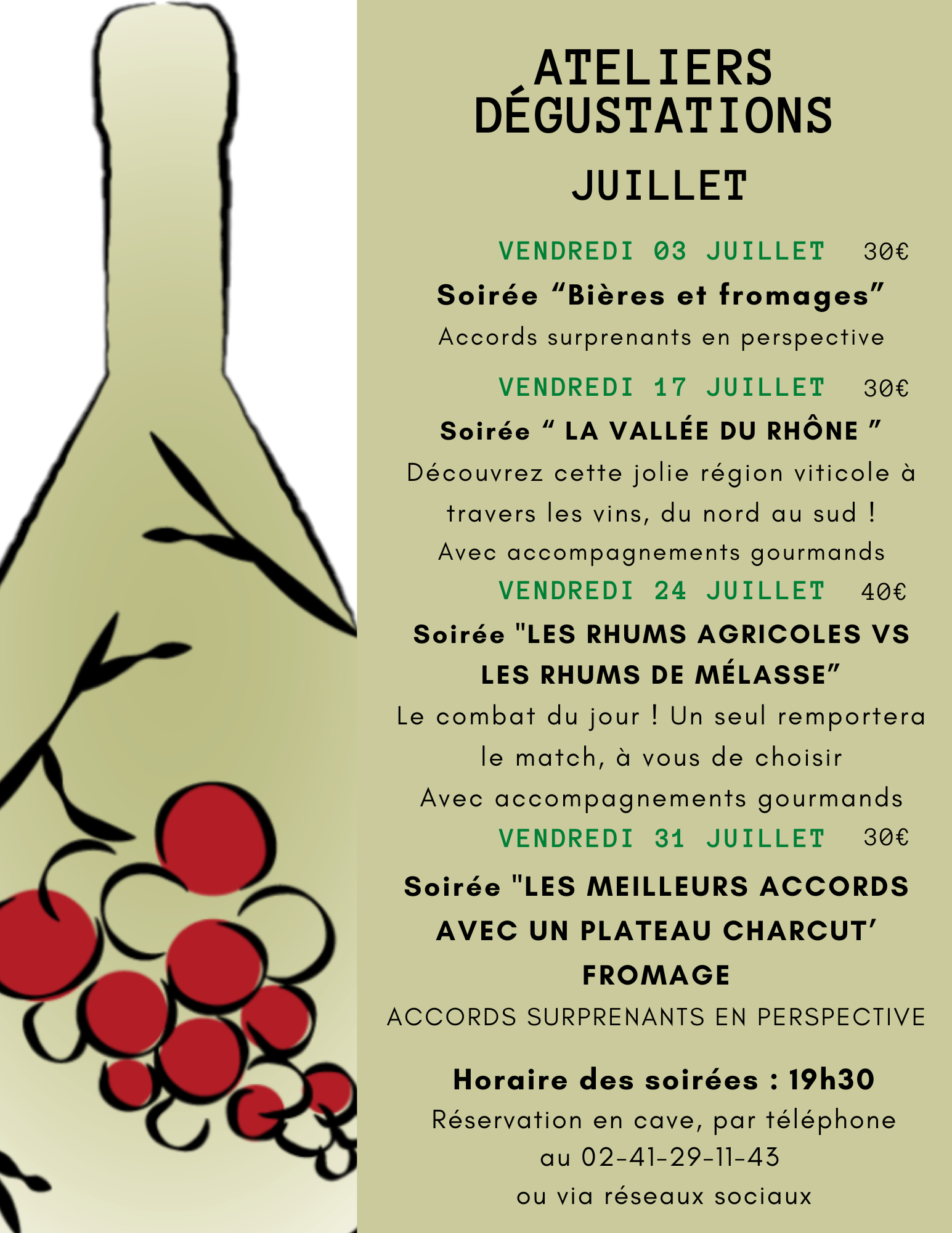 ATELIERS DEGUSTATIONS JUILLET